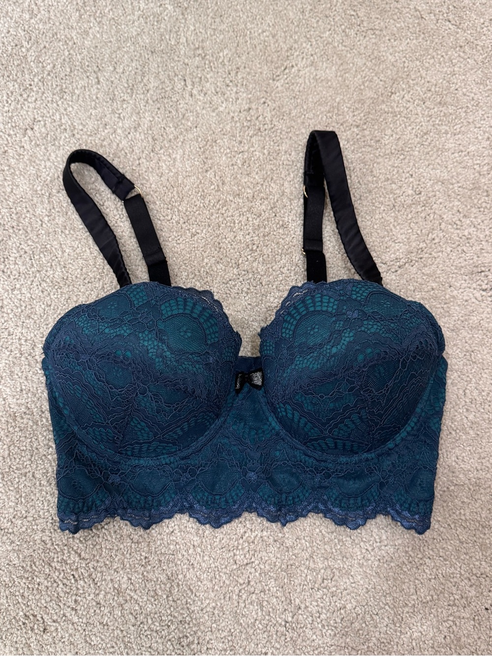 Blush Teal Lace Longline Balconette Bra Size 34D